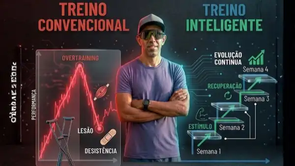 Infográfico Treino Inteligente — Volume Progressivo + Técnica + Descanso